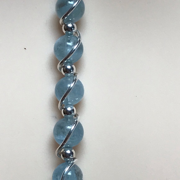 Aquamarine Sterling Silver Necklace- Y Style Aquamarine Necklace - Picture 5 of 6